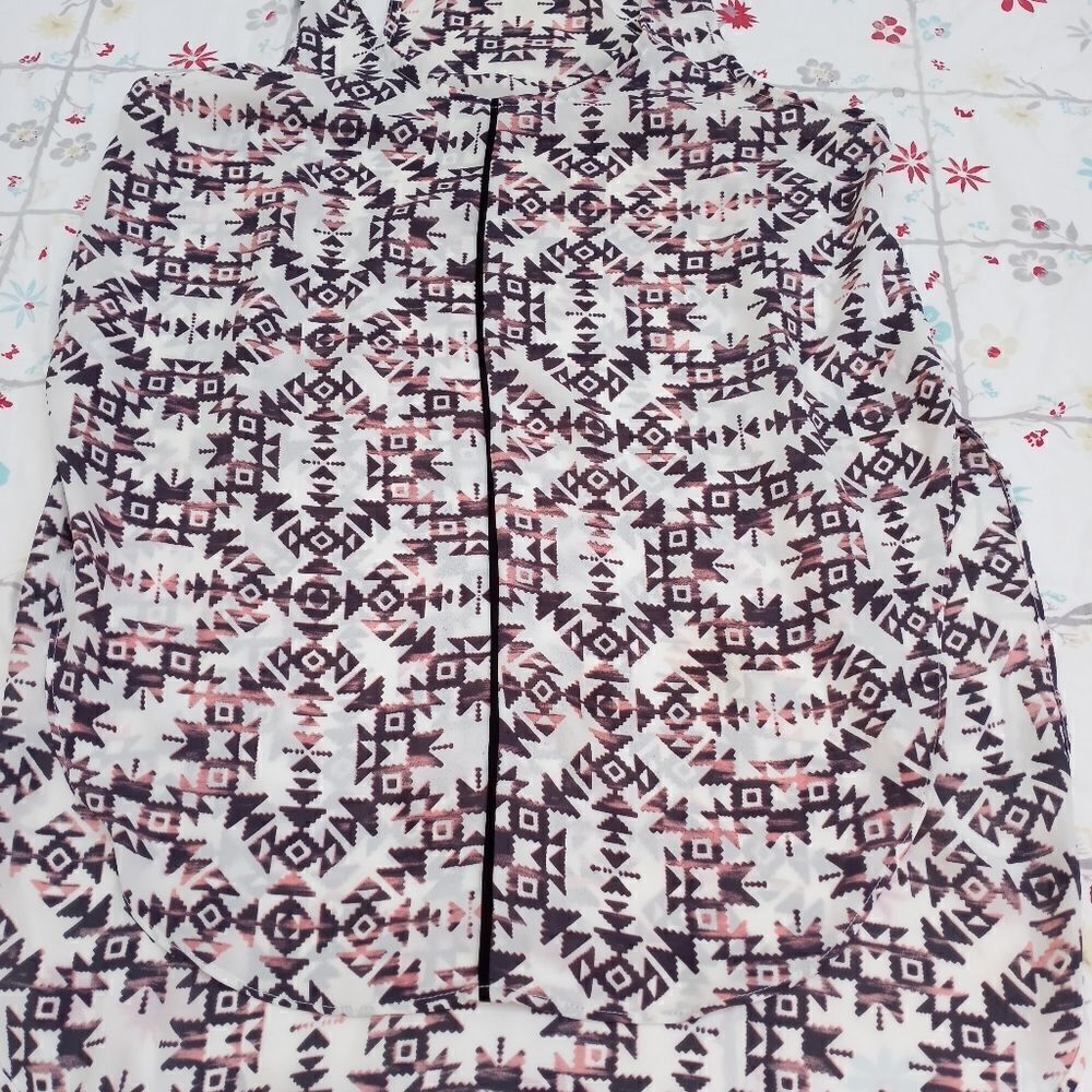 Lush Tank Top Multicolored Geometric Print Women's Size Small Up-Down Aztec Anth